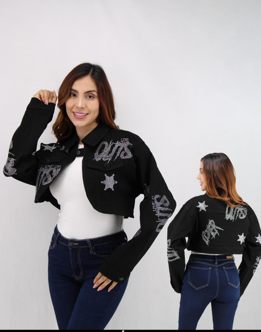 Jacket lona con brillos