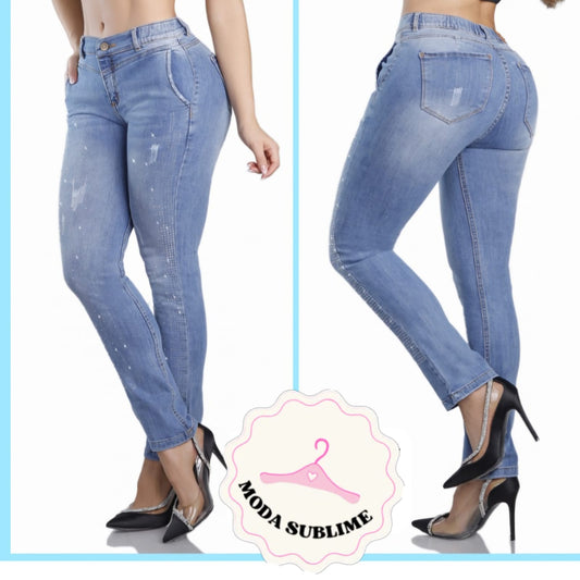 Jeans Brillos Laterales