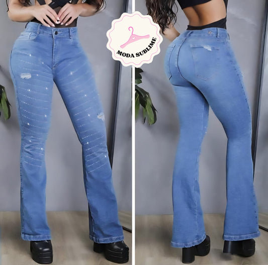 Jeans Brillos Lineas